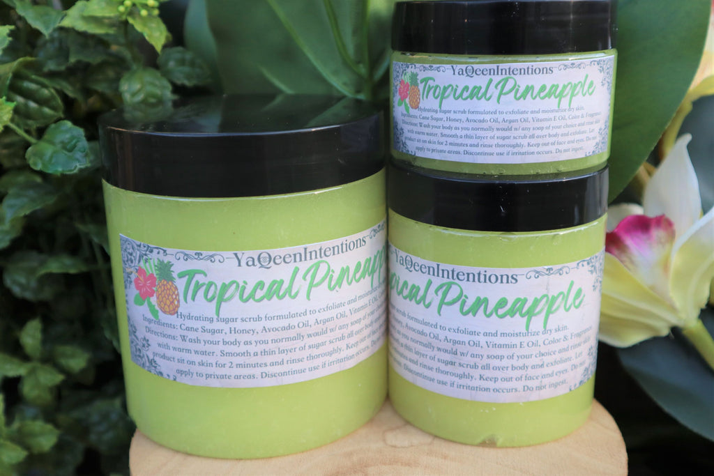 Tropical Pineapple Sugar Scrub for Exfoliating and Moisturizing Dry Skin