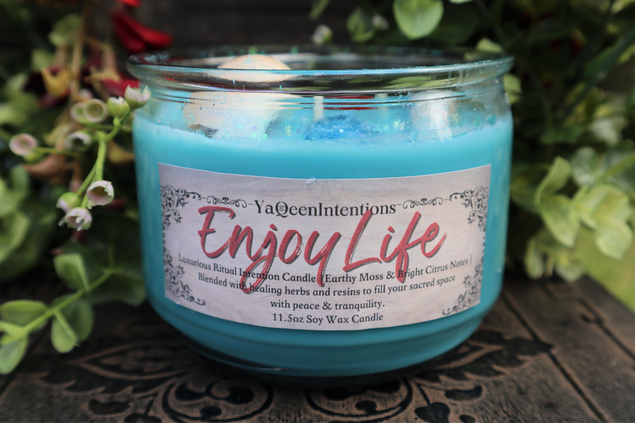 Enjoy Life Intention Candle for Meditation and Happiness