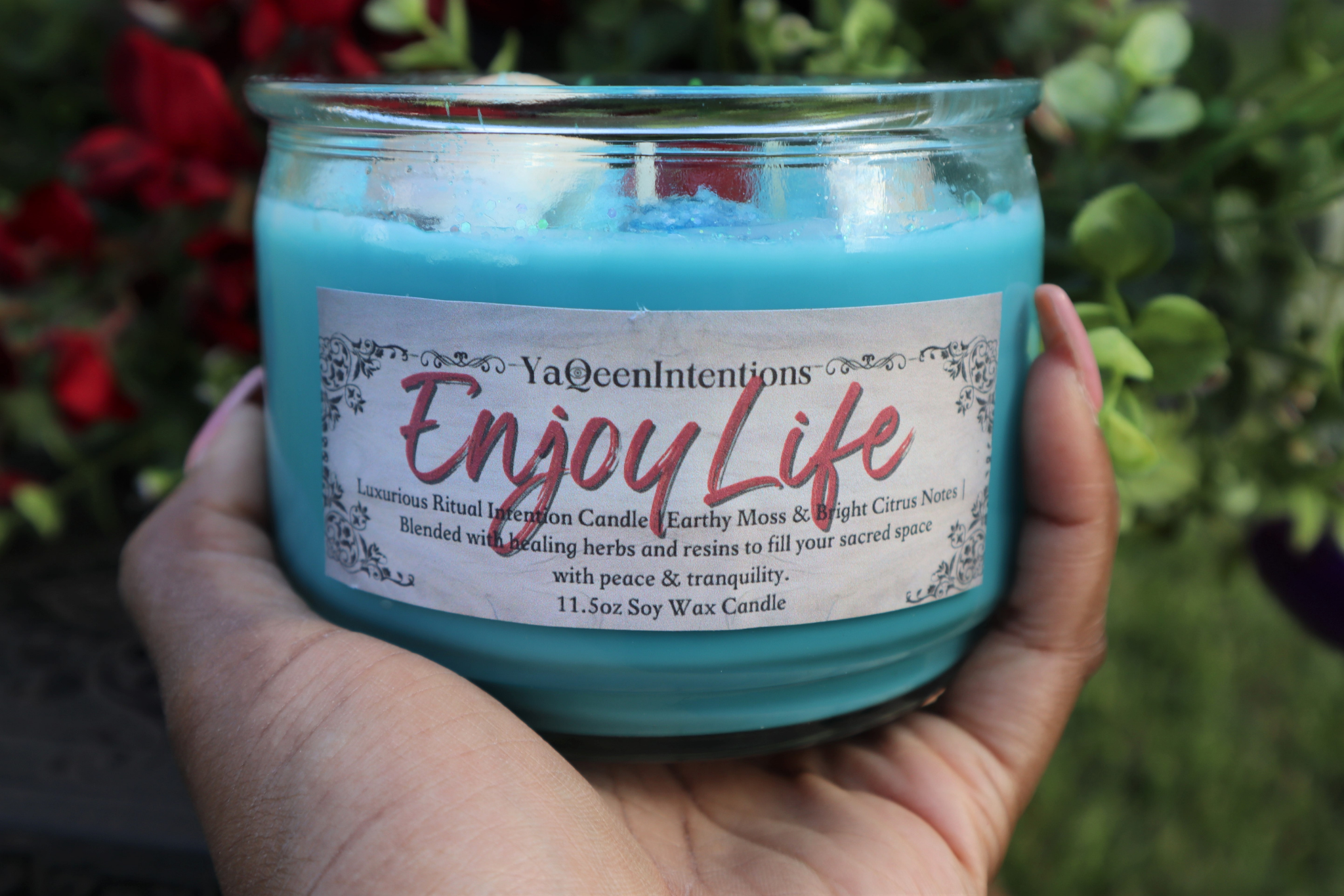 Enjoy Life Intention Candle for Meditation and Happiness